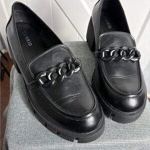 Torrid Chunky Platform Log Sole Penny Loafers Black Faux Leather Size 12WW